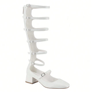 Mary Jane Hollow Out Roman Gladiator Heeled Boots - Belovely