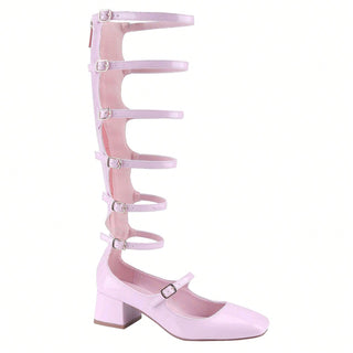 Mary Jane Hollow Out Roman Gladiator Heeled Boots - Belovely