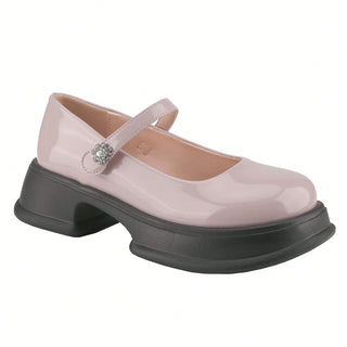 Mary Jane Loafers Platform Flats with Rhinestone On Strap - Belovely