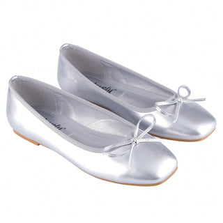 Women’s Ballet Flats – Square Toe Bowknot Slip-On with Coquette Aesthetic - Belovely