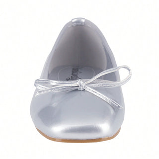 Women’s Ballet Flats – Square Toe Bowknot Slip-On with Coquette Aesthetic - Belovely