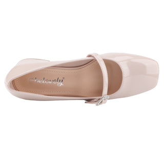 Rhinestone Buckle Strap Mary Janes - Belovely