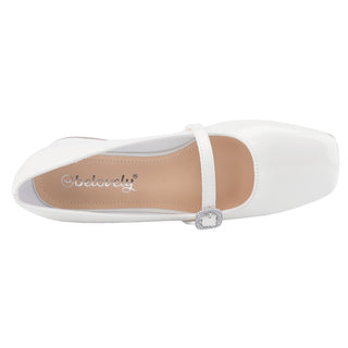 Rhinestone Buckle Strap Mary Janes - Belovely