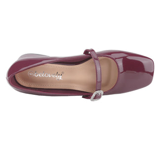 Rhinestone Buckle Strap Mary Janes - Belovely