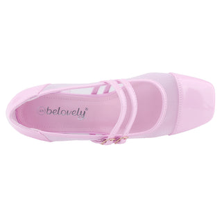 Mesh Double Strap Mary Janes Shoes - Belovely