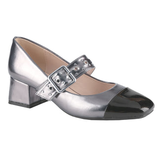 Two-Tone Square Toe Metallic Mary Janes - Belovely