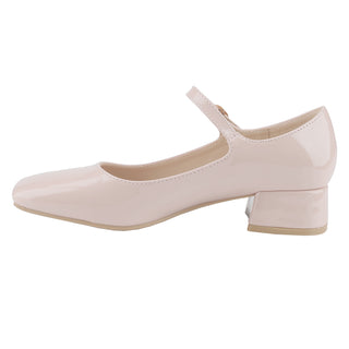Mary Janes Square toe Block low heel Women Shoes - Belovely