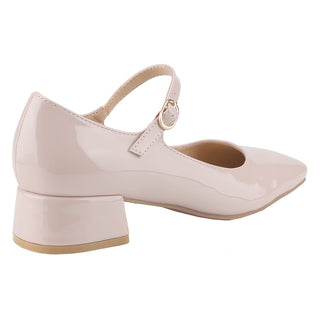 Mary Janes Square toe Block low heel Women Shoes - Belovely