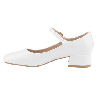 Mary Janes Square toe Block low heel Women Shoes - Belovely