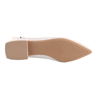 Ballet Flats Rhinestone Pointed Toe Fishnet Ankle Buckle Strap shoes - Belovely