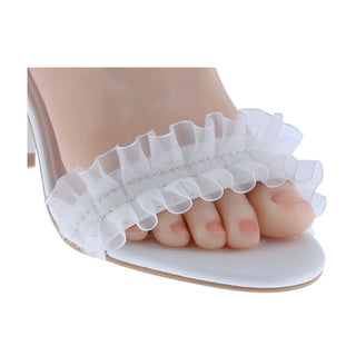 Ribbon Pearl Ankle Strap Lace upper Mid heels - Belovely