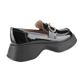 Platform Loafers Slip On Office Shoes with Gold Buckle - Belovely