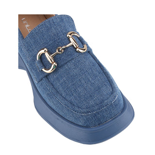 Platform Loafers Slip On Office Shoes with Gold Buckle - Belovely