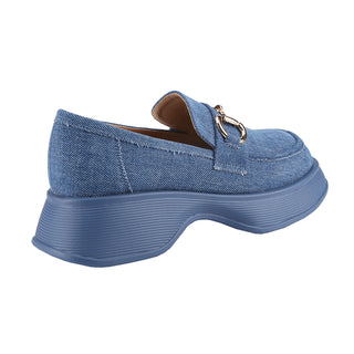 Platform Loafers Slip On Office Shoes with Gold Buckle - Belovely