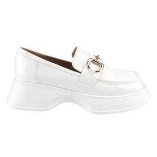 Platform Loafers Slip On Office Shoes with Gold Buckle - Belovely