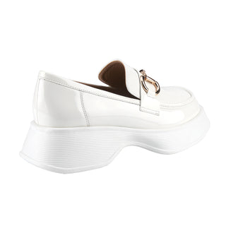Platform Loafers Slip On Office Shoes with Gold Buckle - Belovely