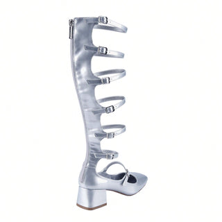 Mary Jane Hollow Out Roman Gladiator Heeled Boots