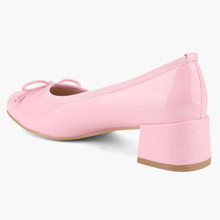 Bowknot Ballet Pump Block Heels Women Shoes