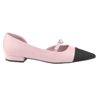 Mary Janes flat Pointed Toe Buckle Strap two tone