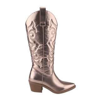 Western Cowgirl Embroidered Boots Pointed Toe Vintage Mid-Calf Boots