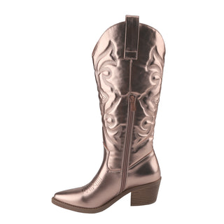 Western Cowgirl Embroidered Boots Pointed Toe Vintage Mid-Calf Boots