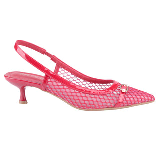 Kitten Heels Mesh Fishnet Pointed Toe Slingback