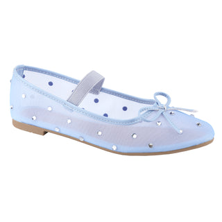 Bowknot Ballet Flats Rhinestone mesh synthetic strap shoes