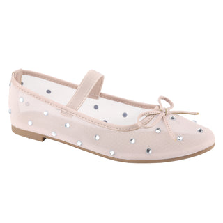 Bowknot Ballet Flats Rhinestone mesh synthetic strap shoes