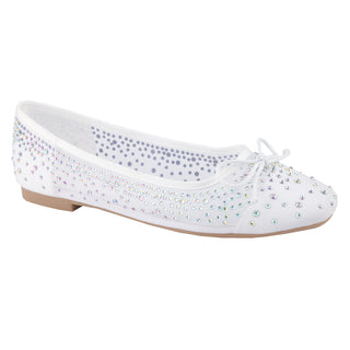 Bowknot Ballet Flats Rhinestone Mesh Women Shoes - Belovely